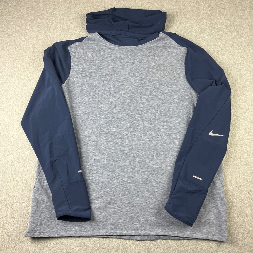 Nike Running Division Hoodie Mens XL Blue Heathered Wool Blend DQ6522-410
